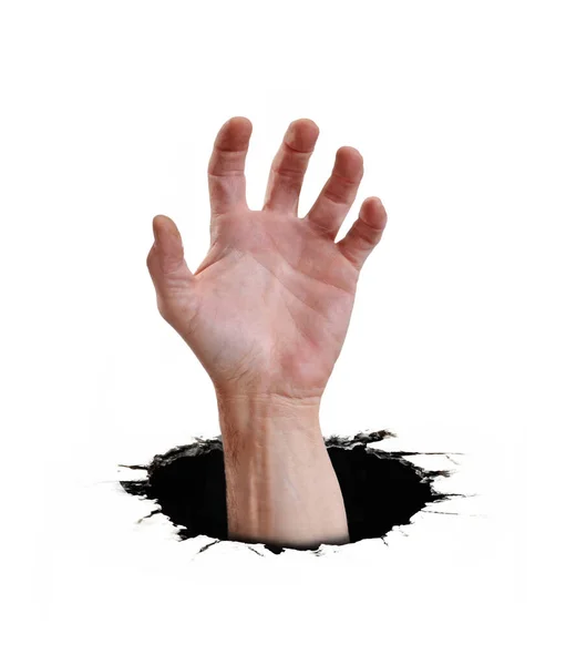 Desperate Sign Hand Black Hole Asking Help — Stock Photo, Image