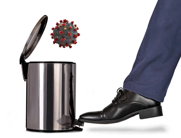 Throwing Trash Coronavirus Molecule — Stock Photo, Image