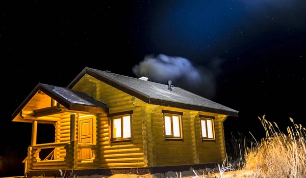Russian bath in the frosty night — Stock Image Russian Bath Frosty Night Royalty Free Stock Photos