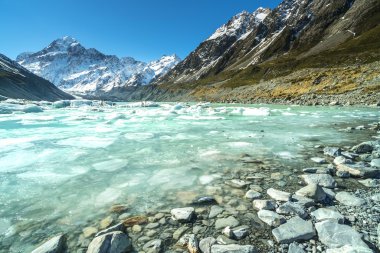 Göl ile buzdağı mount cook, Yeni Zelanda