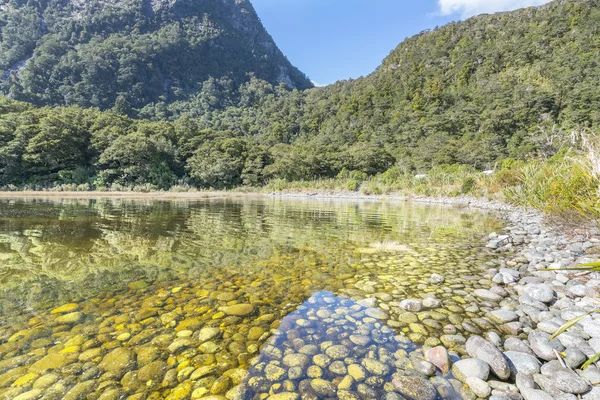 Piedra Lago Milford Sound Nueva Zelanda —  Fotos de Stock