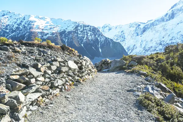Gångväg Till Aoraki Mount Cook Nya Zeeland — Stockfoto