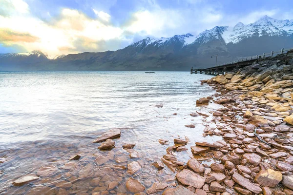 Lac Avec Montagne Glenorchy Nouvelle Zélande — Photo