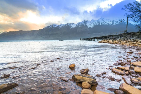 Lac Avec Montagne Glenorchy Nouvelle Zélande — Photo