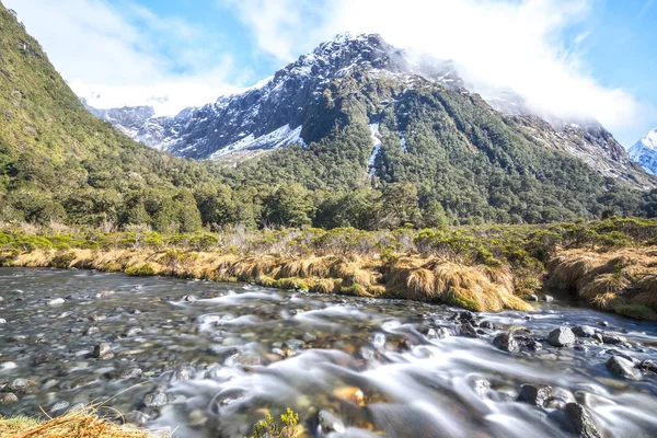 Water Stream Snow Mountain Monkey Creek New Zealand — Stock Photo, Image