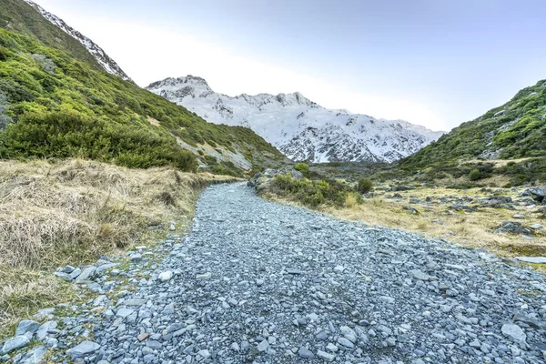 Trilha Através Presa Hooker Valley Seção Uma Trilha Que Leva — Fotografia de Stock