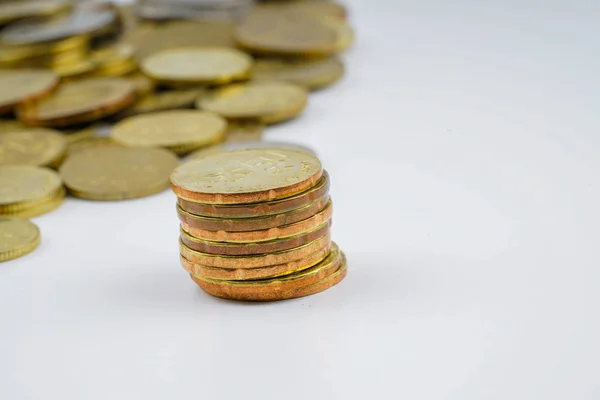 Yellow Coins White Background — Stock Photo, Image