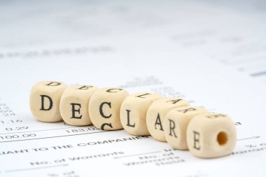 Ahşap mektup küp mali kavramı ile.