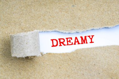 Yırtık kahverengi kağıt arkasında kavramsal metin  