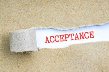 Kavramsal kırmızı metin ile kahverengi yırtık kağıt.