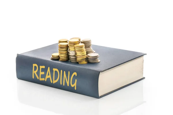 Book Coins Text Conceptual — Stock Photo, Image