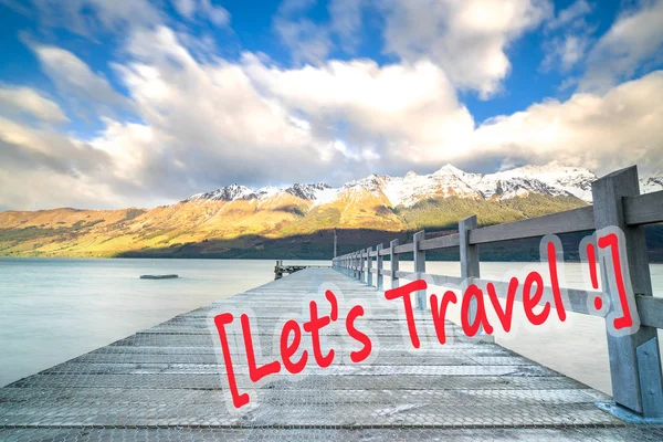 Jetty Din Lemn Lacul Glenorchy Noua Zeelandă — Fotografie, imagine de stoc