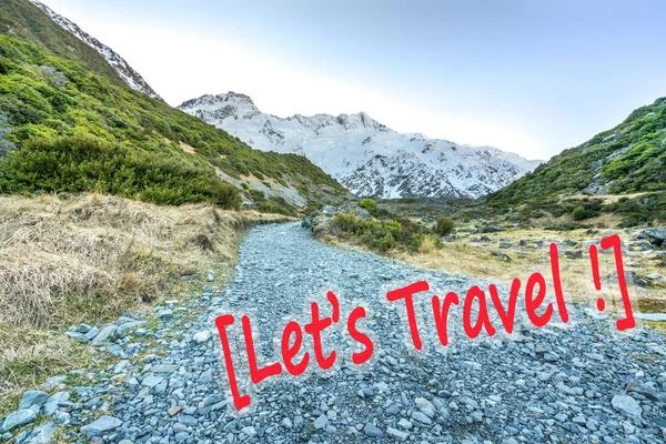 Trilha Através Presa Hooker Valley Seção Uma Trilha Que Leva — Fotografia de Stock