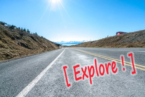 Straight Empty Highway Leading Aoraki Mount Cook New Zealand — Stock Photo, Image