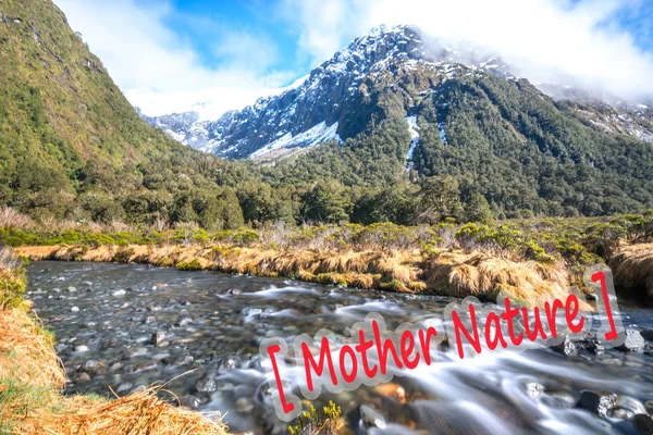 Arroyo Agua Con Montaña Nieve Arroyo Mono Nueva Zelanda —  Fotos de Stock