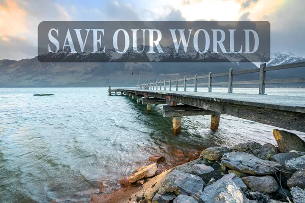 Jetty Madeira Com Montanha Lago Glenorchy Nova Zelândia — Fotografia de Stock