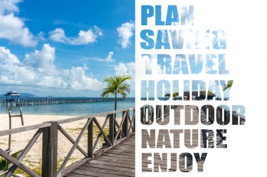 Plan, tasarruf, seyahat, tatil, açık, doğal ve zevk metin ile Peyzaj.