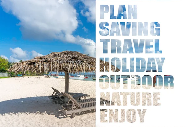 Landscape with plan, saving, travel, holiday, outdoor, natural and enjoy text.