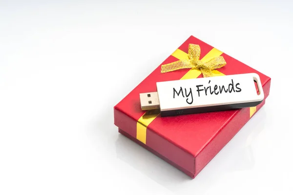 Pendrive Text Red Box Gift — Stock Photo, Image