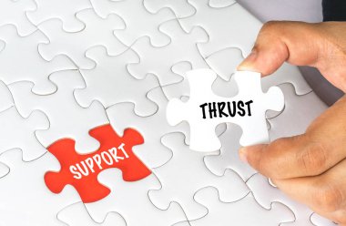 kavramsal metin ile beyaz yapboz tutan el.