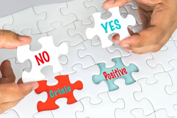 Hand Holding Jigsaw Pieces Yes Proactive Concept — Stock Photo, Image