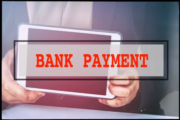 Рука Текст Bank Payment Вінтажним Фоном Технологія Концепції — стокове фото