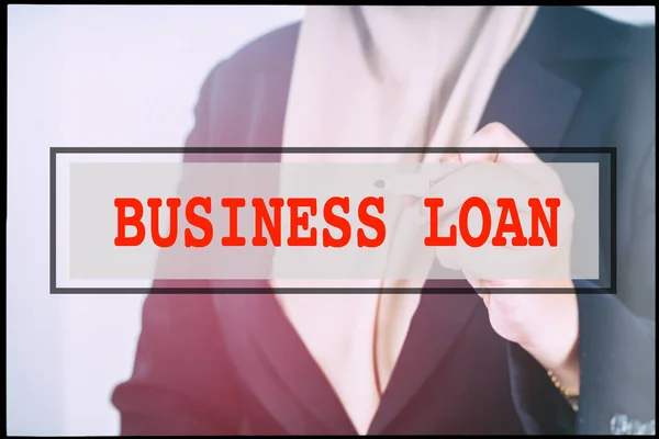 Рука Текст Business Loan Вінтажним Тлом Технологія Концепції — стокове фото