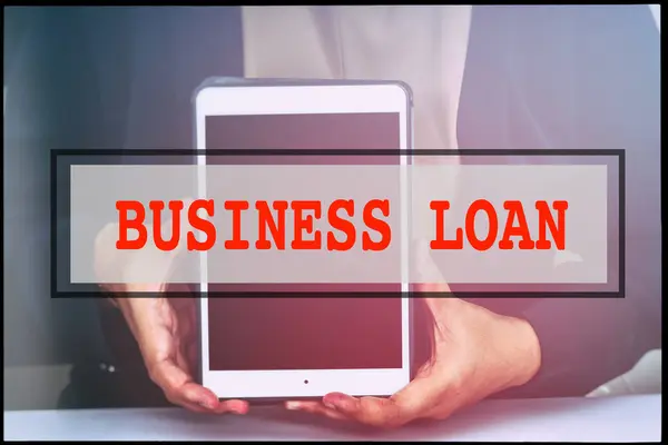 Рука Текст Business Loan Вінтажним Тлом Технологія Концепції — стокове фото