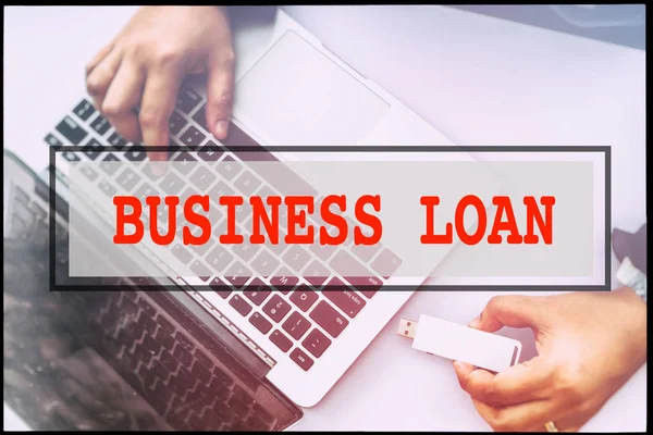 Рука Текст Business Loan Вінтажним Тлом Технологія Концепції — стокове фото