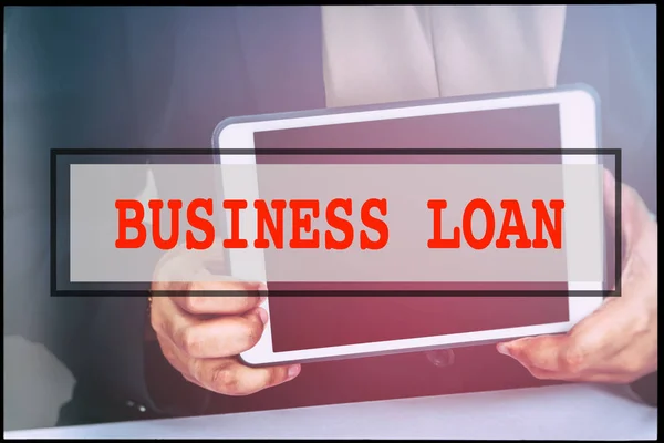 Prestito Mano Testo Business Loan Con Sfondo Vintage Concetto Tecnologico — Foto Stock