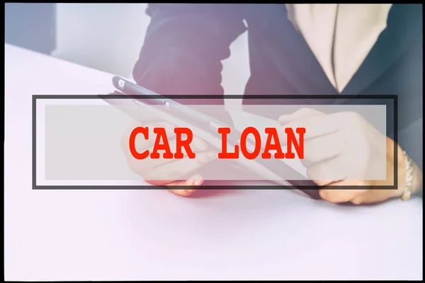 Рука Текст Car Loan Вінтажним Тлом Технологія Концепції — стокове фото