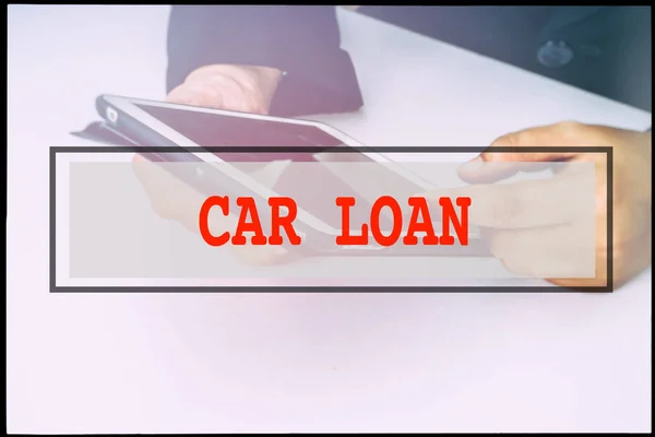 Рука Текст Car Loan Вінтажним Тлом Технологія Концепції — стокове фото