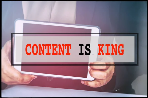 Hand Tekst Content King Met Vintage Achtergrond Technologie Concept — Stockfoto