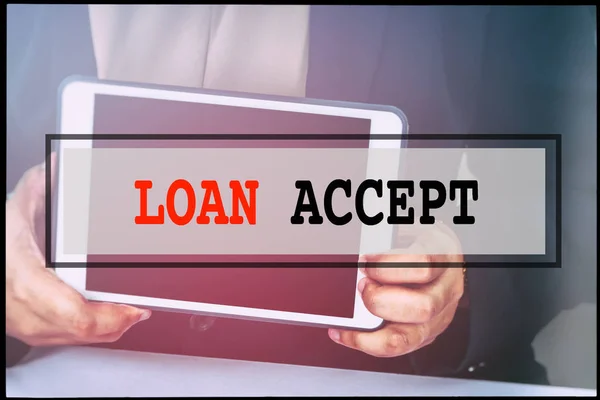 Hand Text Loan Accept Vintage Background Technology Concept — Stock Photo, Image