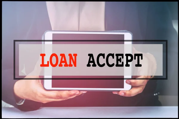 Hand Text Loan Accept Vintage Background Technology Concept — Stock Photo, Image