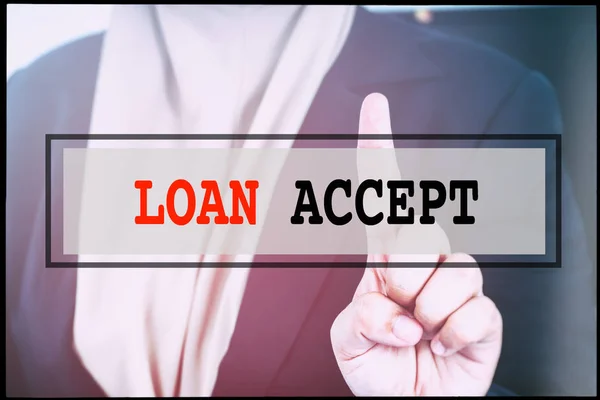 Hand Text Loan Accept Vintage Background Technology Concept — Stock Photo, Image