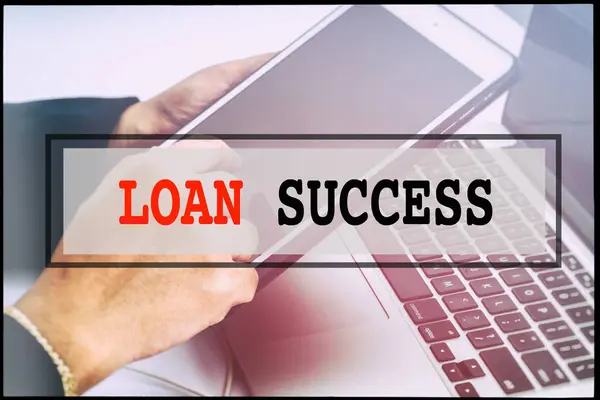 Рука Текст Loan Success Вінтажним Тлом Технологія Концепції — стокове фото