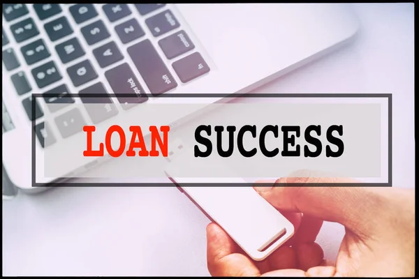 Рука Текст Loan Success Вінтажним Тлом Технологія Концепції — стокове фото