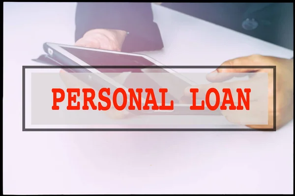 Рука Текст Personal Loan Вінтажним Тлом Технологія Концепції — стокове фото