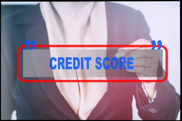 Рука Текст Credit Score Вінтажним Фоном Технологія Концепції — стокове фото