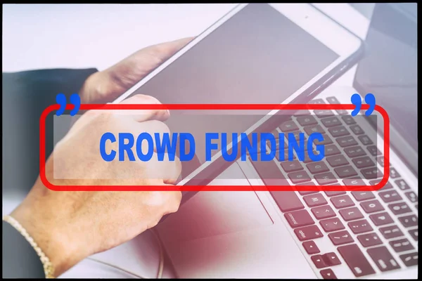 Рука Текст Crowd Funding Вінтажним Фоном Технологія Концепції — стокове фото