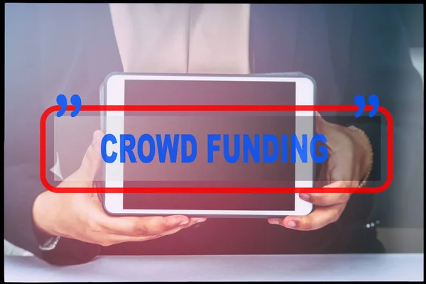 Рука Текст Crowd Funding Вінтажним Фоном Технологія Концепції — стокове фото