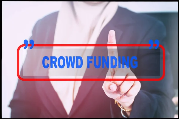Рука Текст Crowd Funding Вінтажним Фоном Технологія Концепції — стокове фото