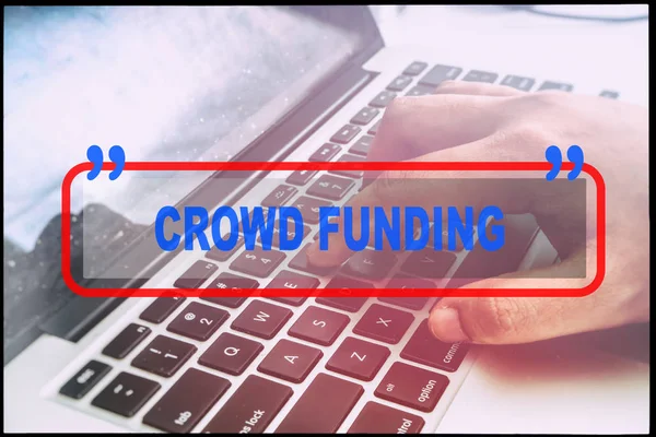 Рука Текст Crowd Funding Вінтажним Фоном Технологія Концепції — стокове фото