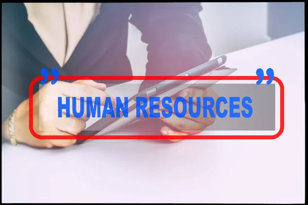 Рука Текст Human Resources Вінтажним Фоном Технологія Концепції — стокове фото