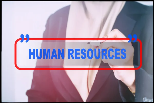 Рука Текст Human Resources Вінтажним Фоном Технологія Концепції — стокове фото