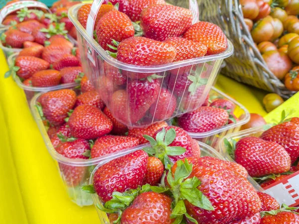 Fragola Fresca Mercato Strada — Foto Stock