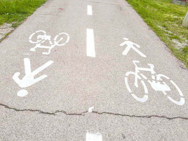 Marcação Faixa Bicicleta — Fotografia de Stock