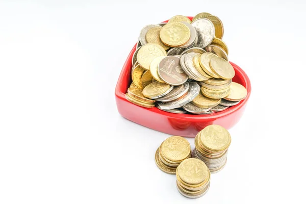 Coins Red Mug Shape — Stock Photo, Image