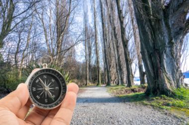 Arka plan bulanıklık doğal pusula. Seyahat kavramı. 